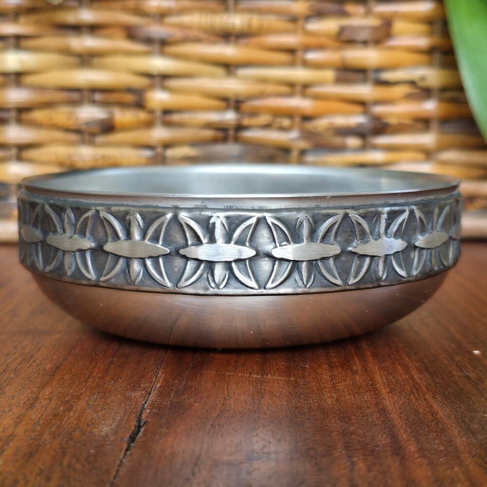 Germetco Arthur Salm Stainless Steel "Crown" Bonbonnière Bowl MCM Modernist